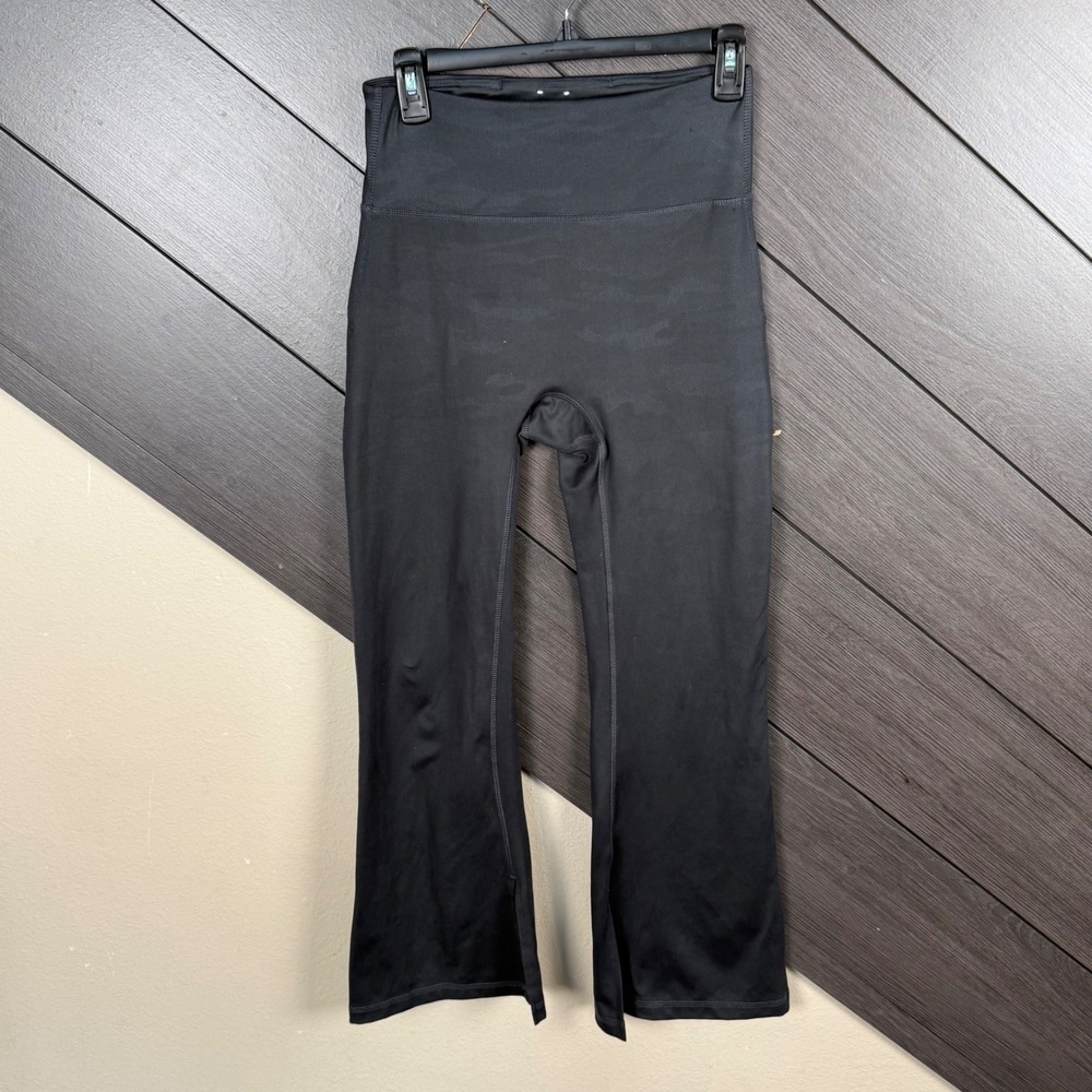 Athletic Collection Womens S Light Camo High Rise Yoga Leggings Black Split Hem